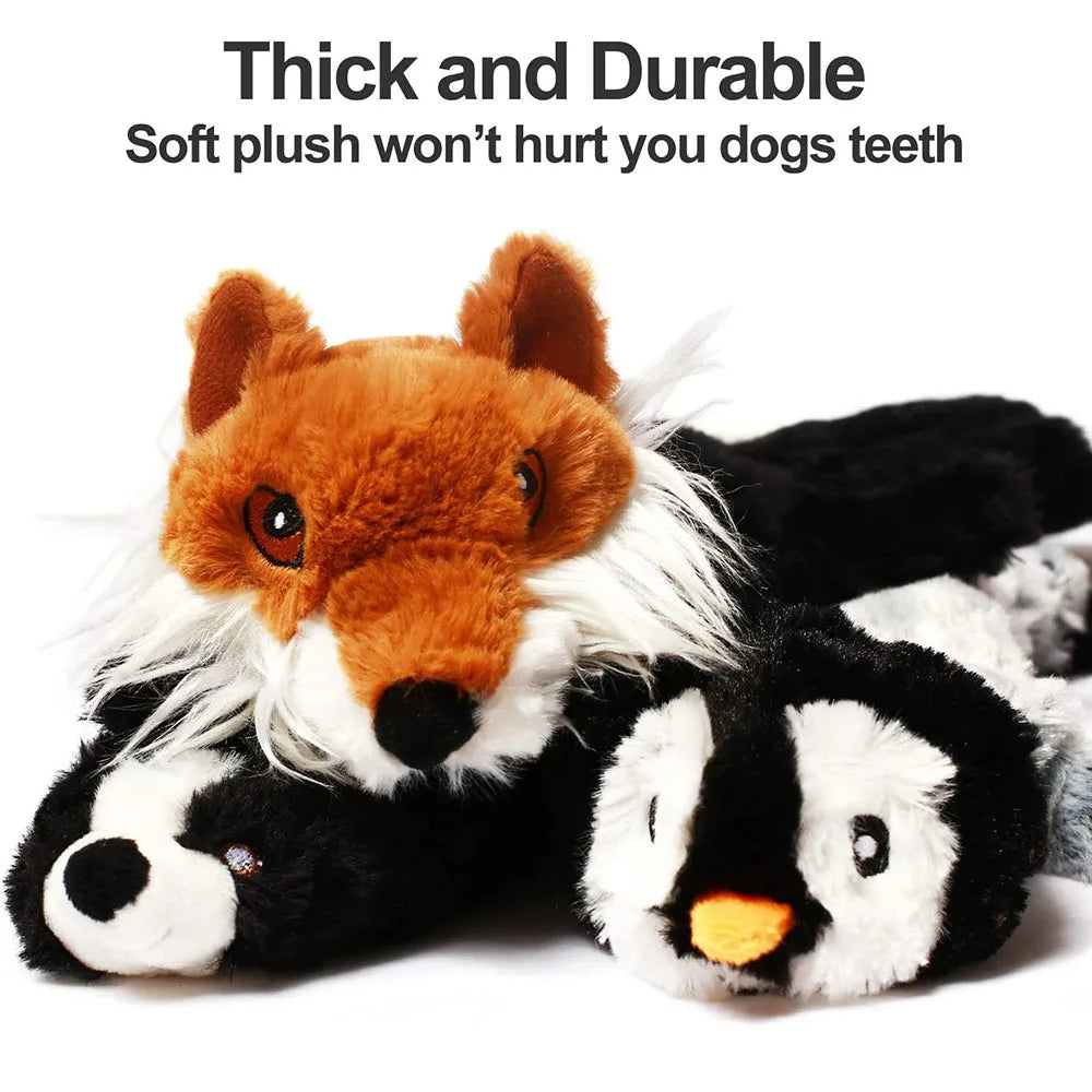 Funny simulated animal – stuffing-free dog toy with squeakers.